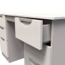 Carrie Kneehole Dressing Table close up image of the dressing table with open drawer on a white background