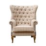 Aldiss Own Artisan Buttoned Wing Chair in Natural Wool