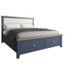 Aldiss Own Heritage Blue Bed with Fabric Headboard and Drawer Footboard