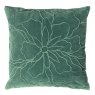 Angeles Floral Velvet Cushion Juniper Green