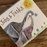 Alex Clark Jobs & Tusks Elephants Mini Magnetic Notepad close up of the front on a wooden table