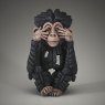 Edge Sculptures Baby Chimpanzee "See No Evil" front on a grey background