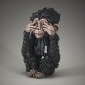 Edge Sculptures Baby Chimpanzee "See No Evil" side angle on a grey background