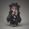 Edge Sculptures Baby Chimpanzee "Speak No Evil" front on a grey background