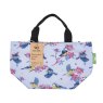 Eco Chic Lilac Blue Tits Insulated Lunch Bag front view on a white background