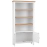 Derwent White Large Wide Bookcase image of the bookcase with the cupboard doors open on a white background