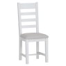 Derwent White Ladder Back Fabric Chair front facing view of the chair on a white background