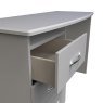 Evelyn Single Pedestal Vanity Grey Matt close up of open drawer on a white background