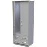 Evelyn 2 Drawer Gents Double Wardrobe Grey Matt image of open door on a white background