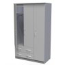 Evelyn Triple Wardrobe Grey Matt angled image with door open on a white background