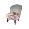 Evie Blush Botanical Fabric Accent Chair angled image of the chair on a white background