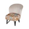 Evie Ochre Botanical Fabric Accent Chair angled image of the chair on a white background