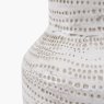 Alina Tall White Dot Stoneware Table Lamp with Natural Linen Shade close up image of the lamp on a white background