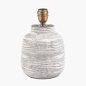 Alina White Dot Design Small Stoneware Table Lamp with Natural Linen Shade image of the lamp on a white background