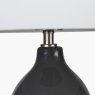 Gatsby Grey Ceramic Table Lamp with Brushed Silver Metal Detail close up image of the lamp on a white background