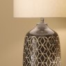 Athena Dark Grey Geo Ceramic Table Lamp lifestyle image of the lamp