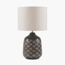 Athena Dark Grey Geo Ceramic Table Lamp image of the lamp on a white background