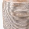 Nelu Grey Engraved Wooden Dome Table Lamp close up of the lamp on a white background