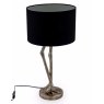 Antique Silver Flamingo Leg Table Lamp with Black Shade image of the lamp on a white background
