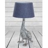 Antique Silver Goose Table Lamp with Grey Shade lifestyle image of the lamp