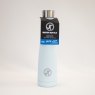 JT Fitness Pastel Blue 500ml Conical Water Bottle image of the bottle with label on a beige background