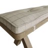 Heritage 2.5m Cross Legged Dining Bench close up image of the bench on a white background