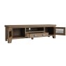 Heritage Extra Large Tv Unit angled image of the tv unit with doors open on a white background
