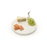 Artesa Round White Marble Cheese Board image of the board with food on on a white background