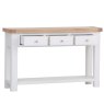 Holkham Oak Console Table image of the console table with open drawers on a white background