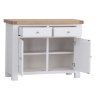 Holkham Oak Standard Sideboard angled image of the sideboard with doors and drawers open on a white background