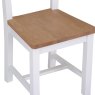 Derwent White 1.2m Extendable Table With 4 Wooden Ladder Back Chairs close up image of the seat of the chair on a white backg