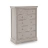 Mabel Taupe 8 Drawer Tall Chest angled image of the chest on a white background