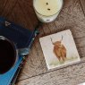 The Humble Hare Hairy Highland Coaster Pair lifestyle image of the coaster