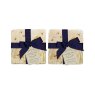 The Humble Hare Humming Hives Coaster Pair image of the coasters in ribbon on a white background