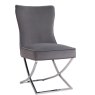 Grey Velvet Dining Chair angled image of the chair on a white background