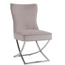 Taupe Velvet Dining Chair angled image of the chair on a white background