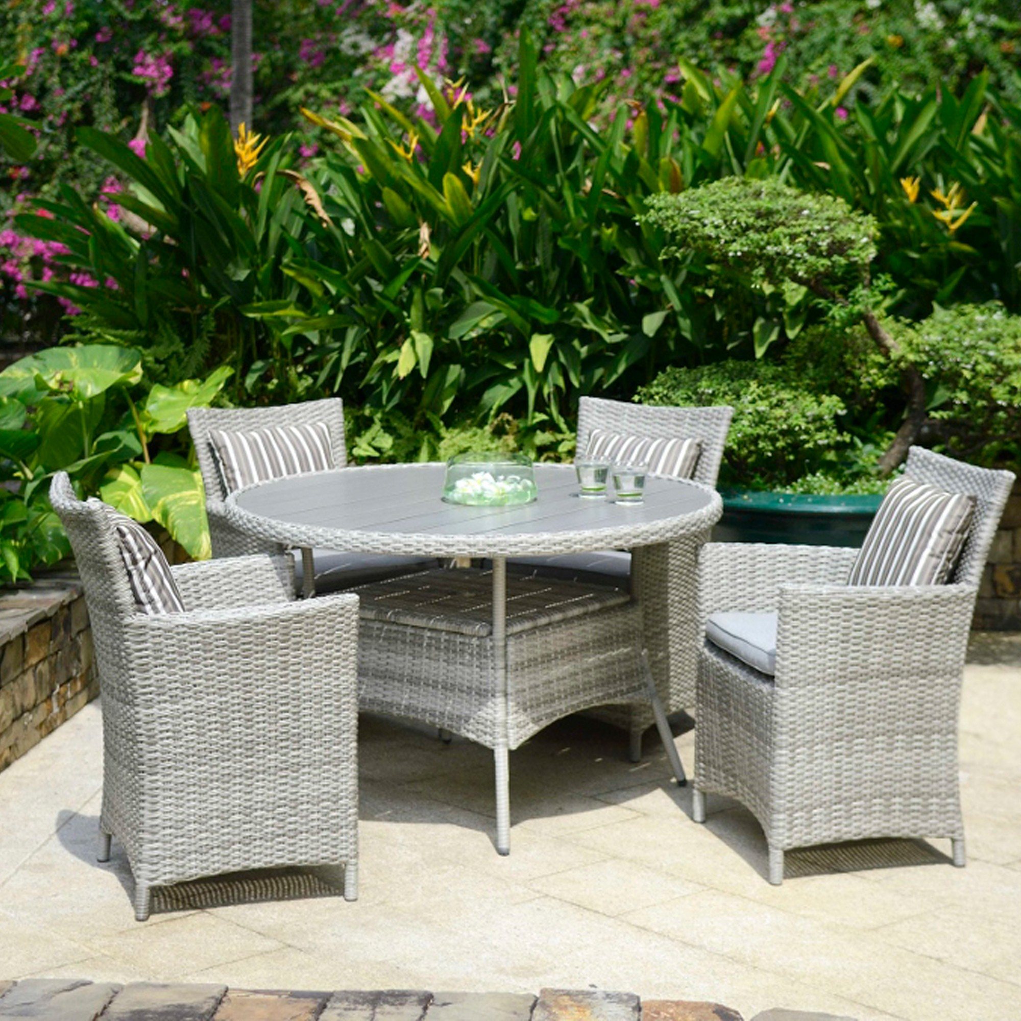 Aruba 4-Seater Round Dining Set | Garden Furniture - Aldiss