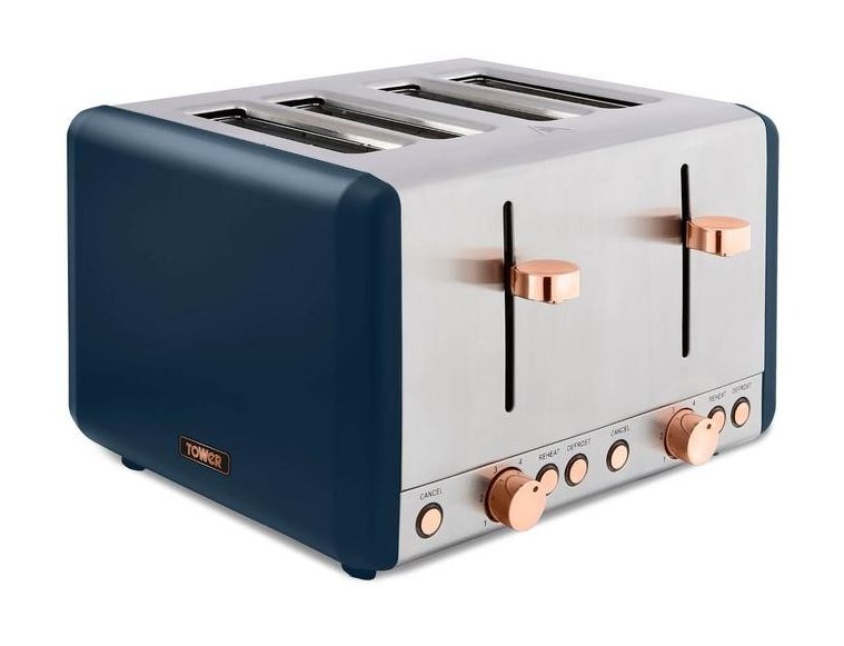 Tower Cavaletto 4 Slice Toaster Blue Aldiss