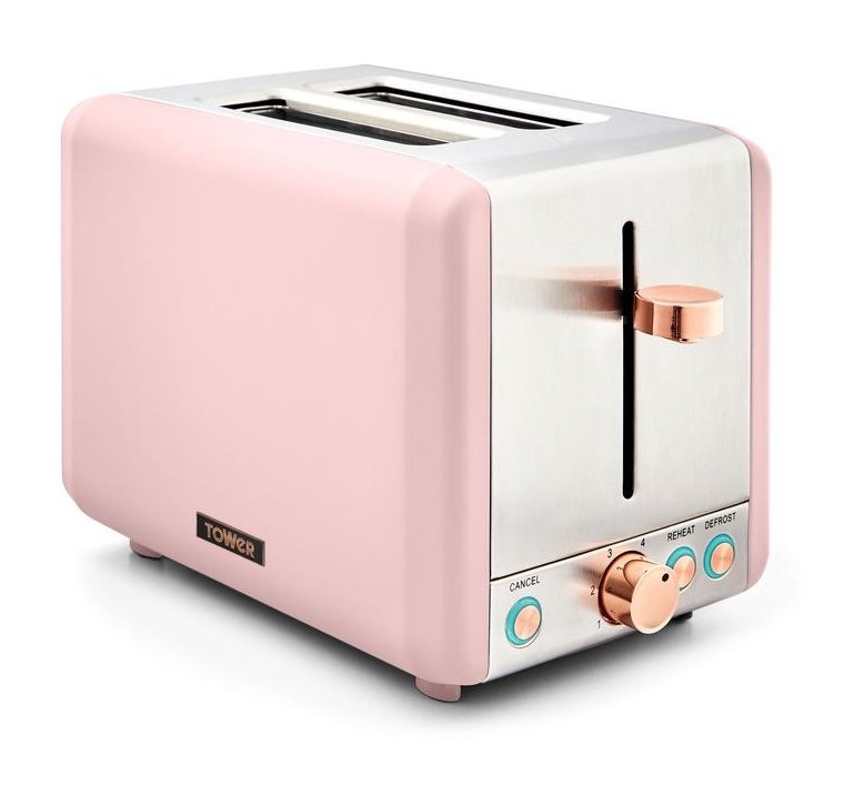 Tower Cavaletto 2 Slice Toaster Pink Aldiss