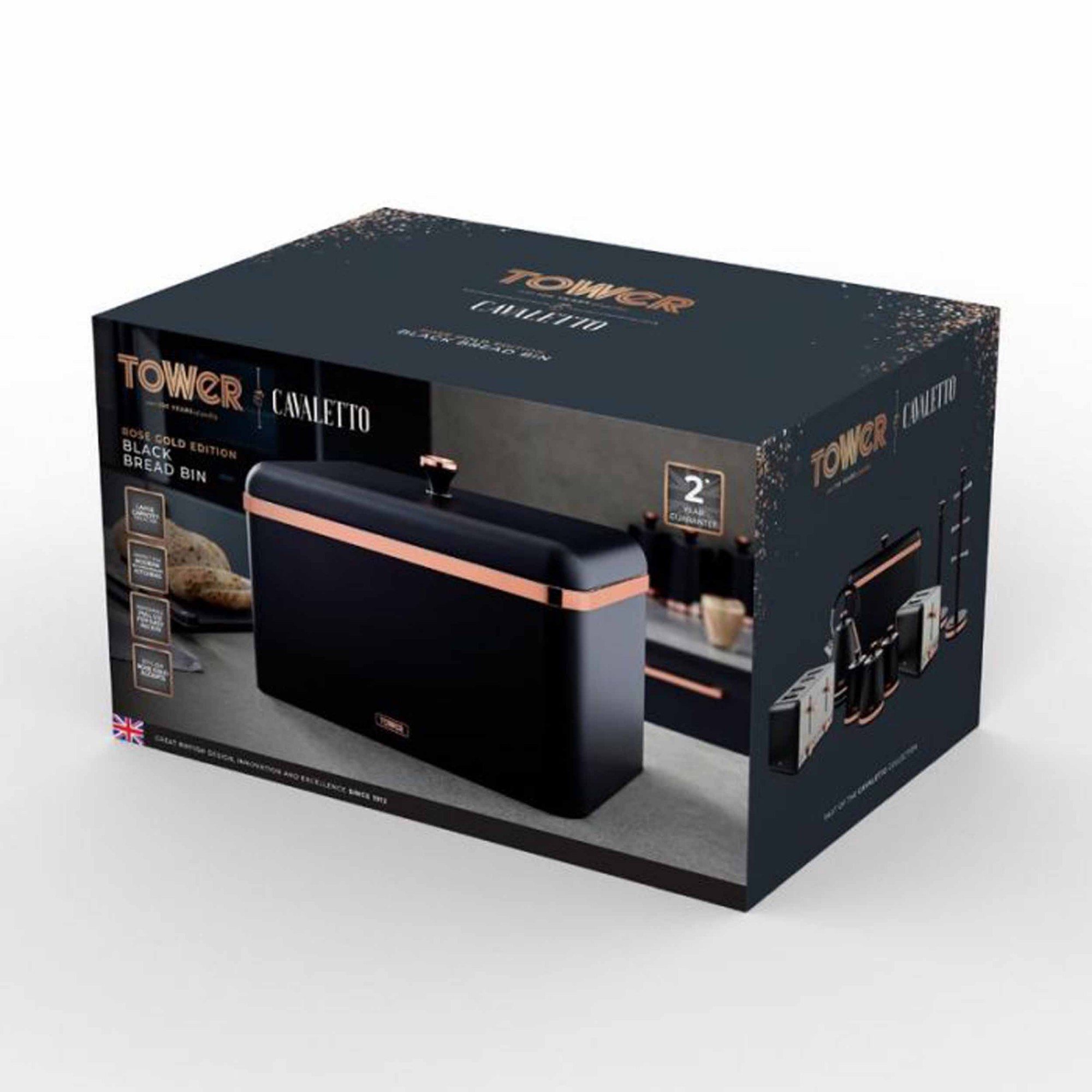 Tower Cavaletto Bread Bin Black Aldiss