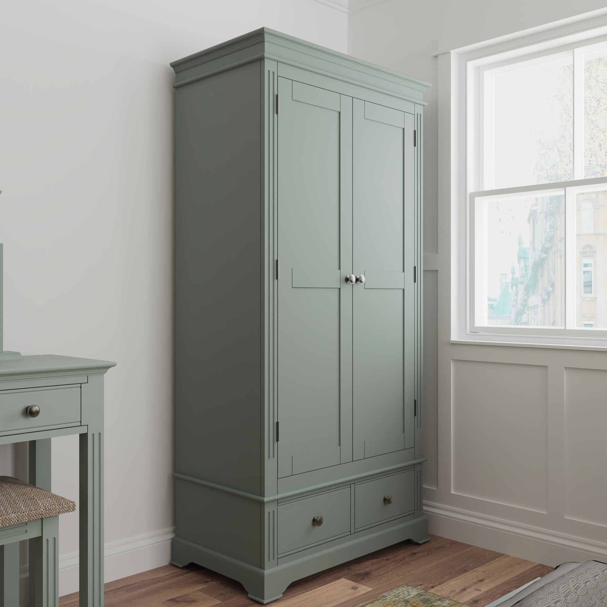 Turin Green 2 Door Wardrobe Aldiss of Norfolk