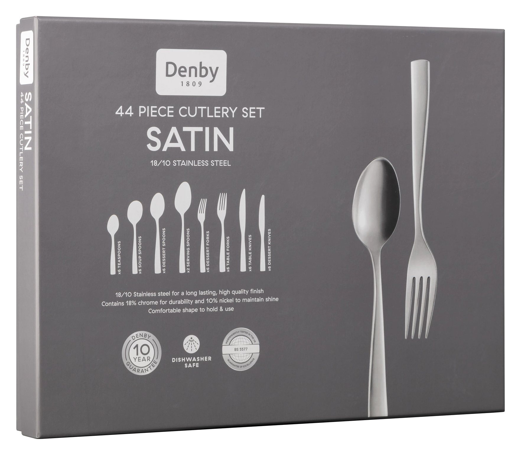 Denby Satin 44 Piece Cutlery Set Aldiss of Norfolk