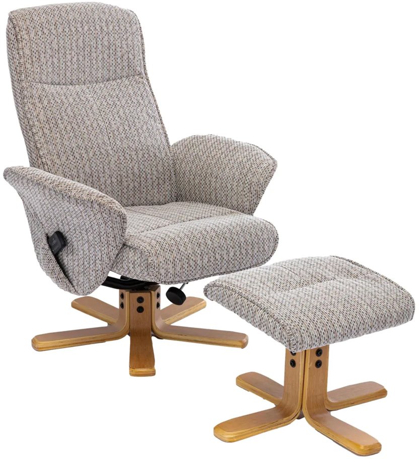 Alexandria Swivel Recliner Chair and Stool Set Wheat Aldiss