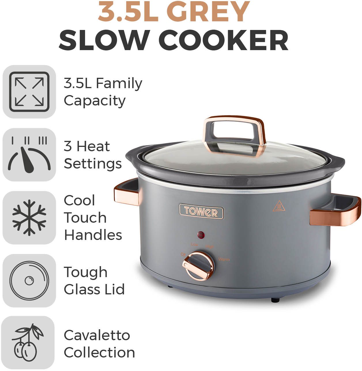 Slow Cooker Alpina 3.5L - 240W, Pentola In Ceramica, Cottura Lenta E Uniforme - Foto 4