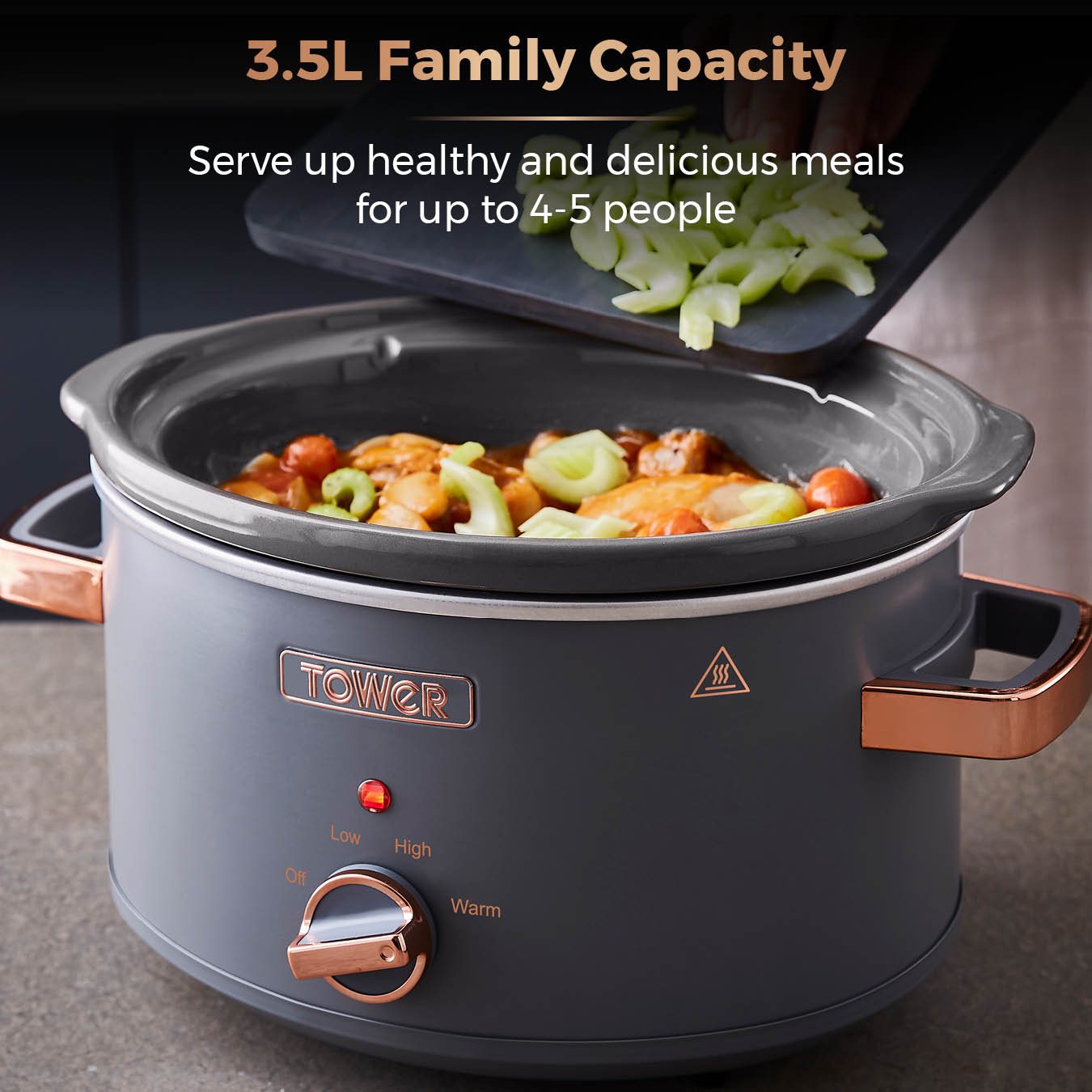 Tower Caveletto Grey 3.5L Slow Cooker Aldiss of Norfolk