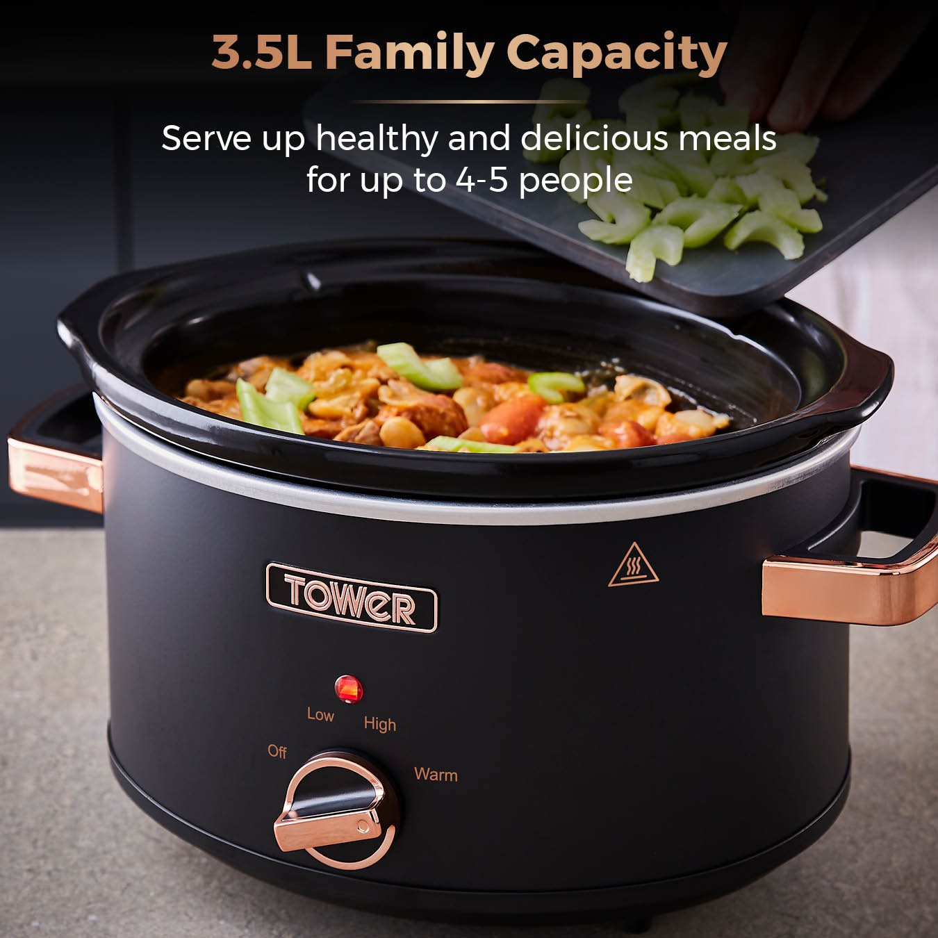 Tower Caveletto Black 3.5L Slow Cooker Aldiss of Norfolk