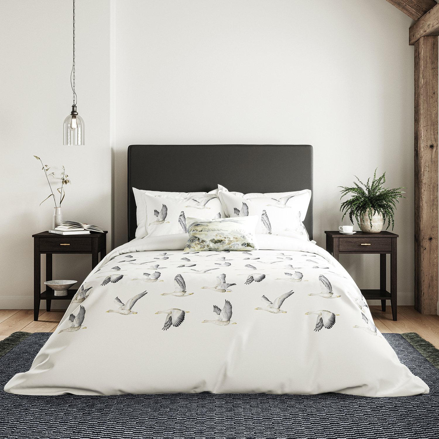 Sanderson Options Elysian Geese Silver Chalk Duvet Cover Set Aldiss