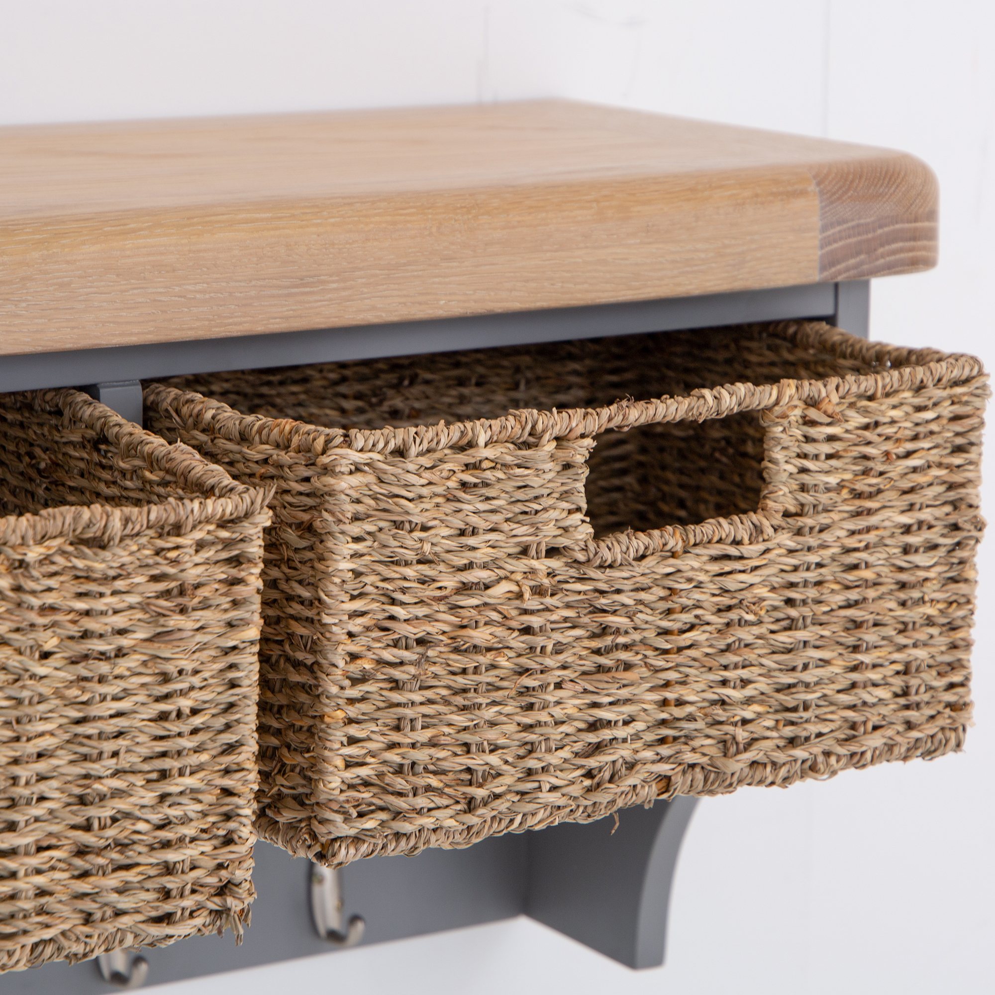 Chatsworth Oak Grey Large Hall Bench Top Aldiss of Norfolk