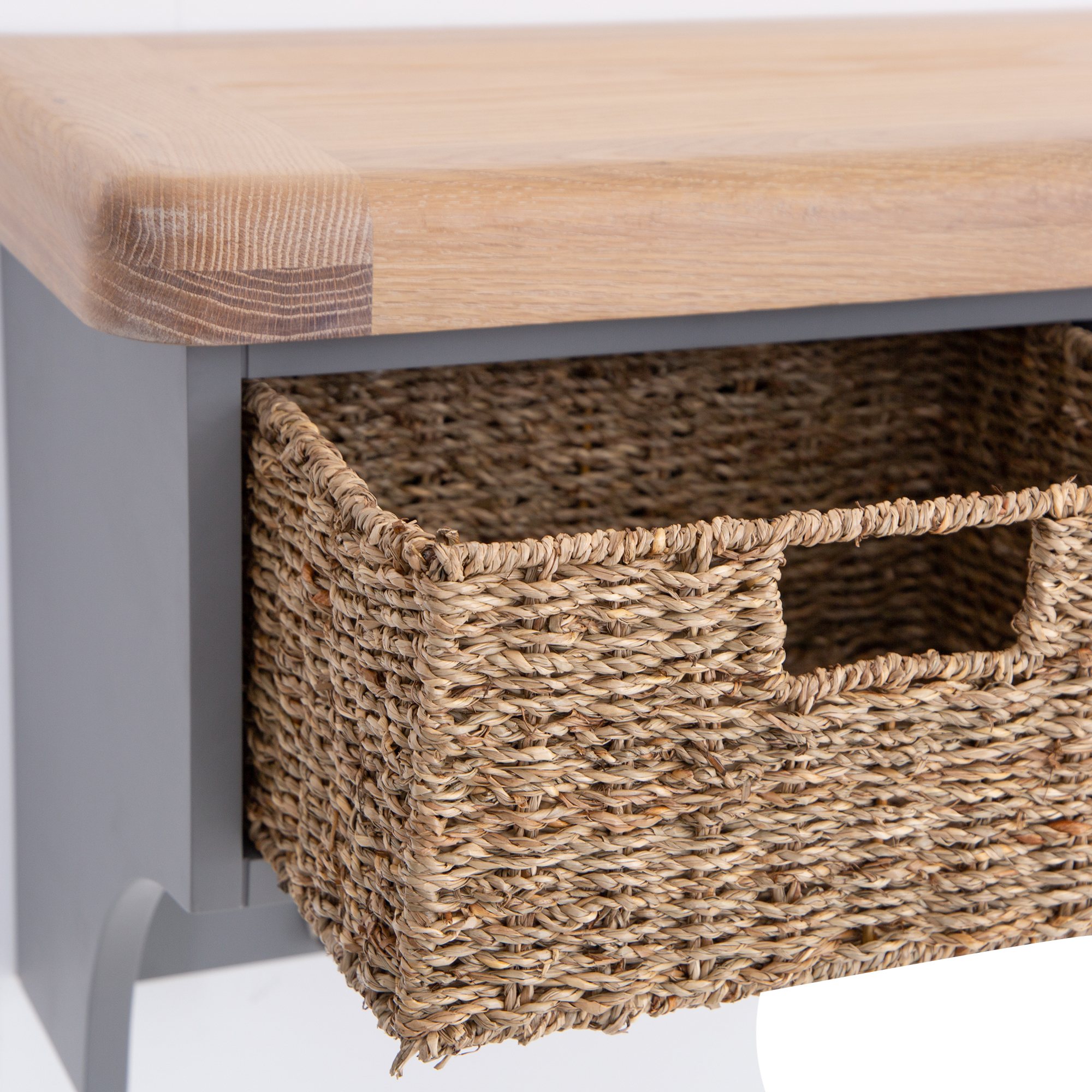 Chatsworth Oak Grey Large Hall Bench Top Aldiss of Norfolk