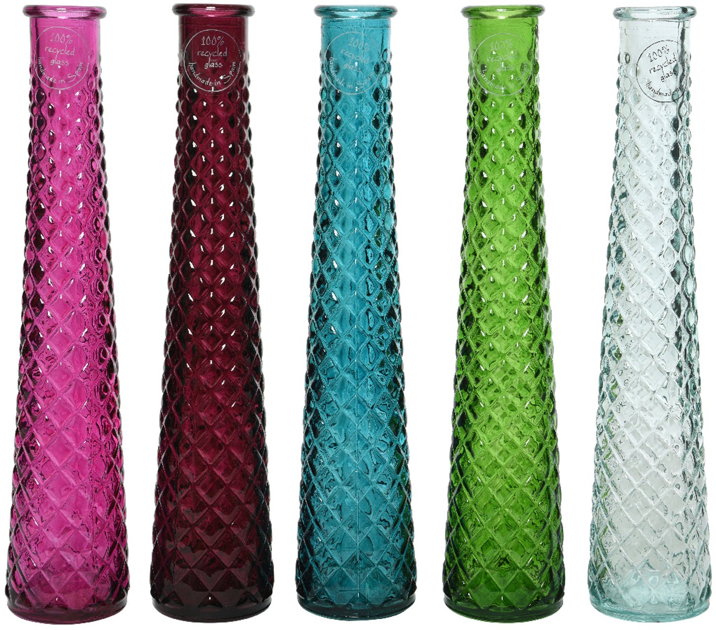 Kaemingk Tall recycled glass Diamond Vase Aldiss